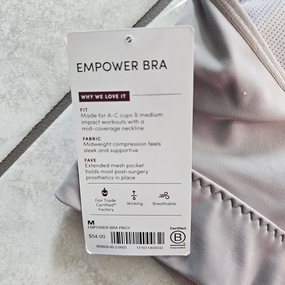 Athleta Women's Gray Zip-Front Empower Moisture-Wicking Breathable Sports Bra - Picture 3 of 3